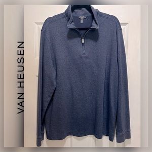 VAN HEUSEN Flex Men’s 1/4 Zip Mock Neck Long Sleeve Pullover Sweater (L) Free SH